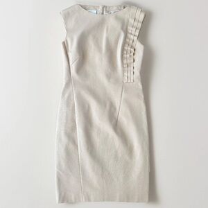 Akris Punto Sheath Sleeveless pleated cocktail Dress Asymmetrical Ruffle Size 8